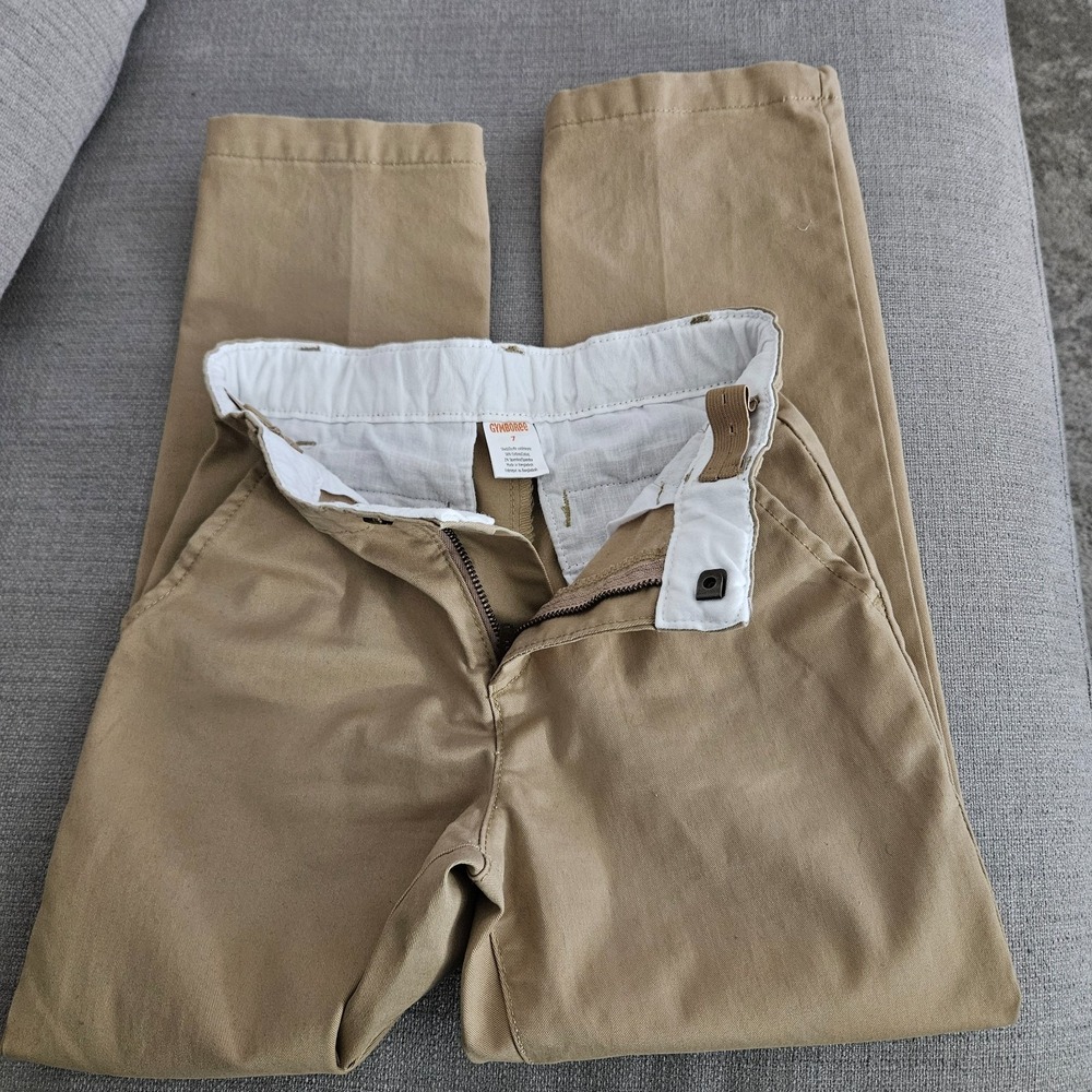 Gymboree‎ Sz 7 Boy Dress PANTS Tan Khaki w/ Adjustable Waist uniform